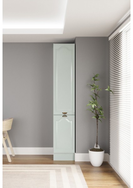 40 cm Greena Boy Dolabı, Çok Amaçlı Yeşil Modern Mdf Boy Dolabı