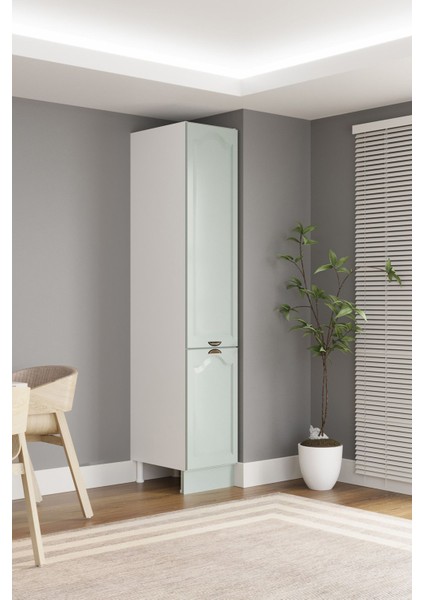 40 cm Greena Boy Dolabı, Çok Amaçlı Yeşil Modern Mdf Boy Dolabı