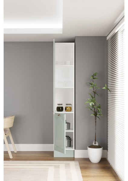 40 cm Greena Boy Dolabı, Çok Amaçlı Yeşil Modern Mdf Boy Dolabı