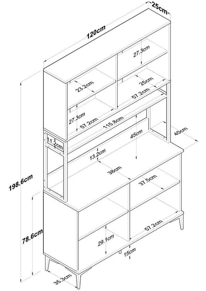Rani JE173 Çok Amaçlı Dolap 8 Kapaklı Kiler Mutfak Dolabı Beyaz - Sepet Ceviz fiyatları