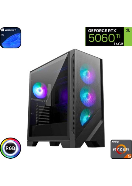 Ryzen 5 8400F 16GB Ddr5 2tb SSD Rtx 5060TI 16GB Windows 11 Pro Oyuncu Bilgisayarı