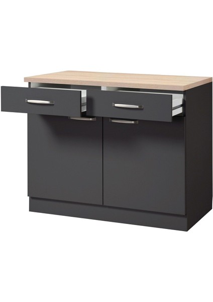 Ares Mutfak Çekmeceli Alt Modül - Dolap 100 cm Antrasit- Tezgah Dahil fiyatları