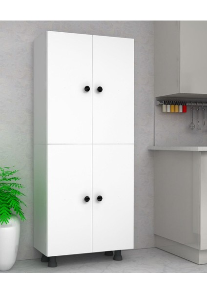 Çok Amaçlı Dolap 2 Kapaklı 6 Raflı Banyo&mutfak&kiler&balkon 70 cm Beyaz
