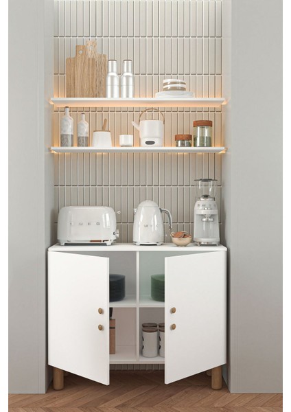 Cira LED Işıklı Kahve Köşesi Çok Amaçlı Dolap modelleri