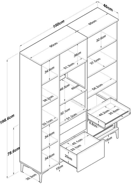 Rani JE131 Çok Amaçlı Dolap 4 Kapaklı 3 Çekmeceli Kiler Mutfak Dolabı Beyaz fiyatları