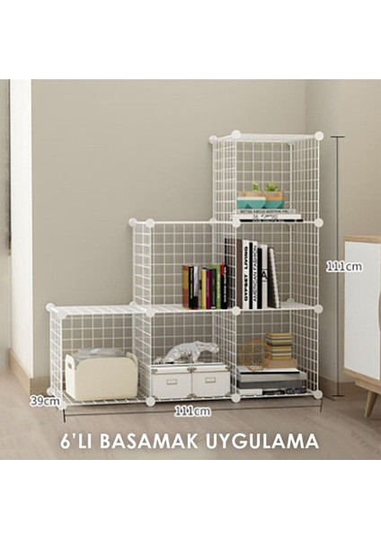 6 Bölmeli Tel Küp Çok Amaçlı Organizer Raf Beyaz 33CM Mutfak, Oyuncak, Kiler, Depolama Rafı fiyatları