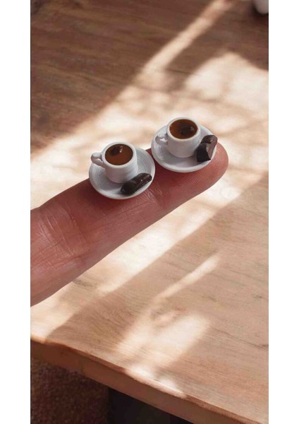 Minyatür 2 Adet Kahve Fincanı Telefon Süsü