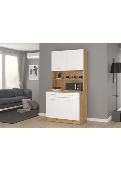 Çok Amaçlı Dolap-Mikrodalga-Erzak-Airfryer-Mutfak-Kiler Dolabı-Kahve Köşesi-Atlantik Çam