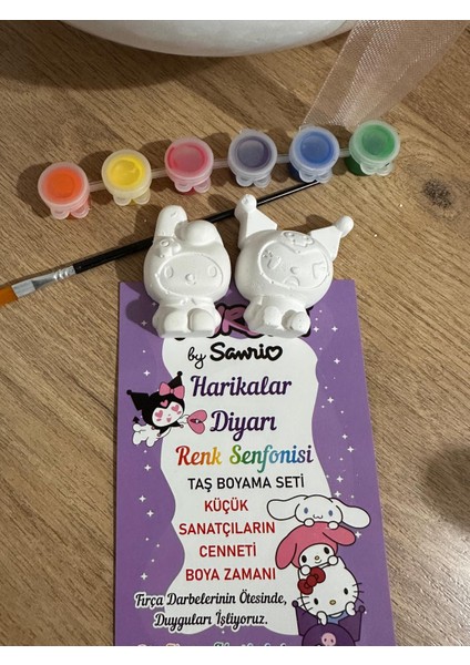 Kuromi Karakter Taş Boyama 3D Eğitici Boyama Set 2 Adet