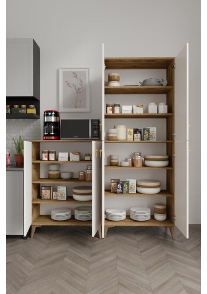 Simple SP6190 Çok Amaçlı Dolap 6 Kapaklı Mutfak Dolabı Balkon Dolabı Kiler Banyo Dolabı Ayakkabıl