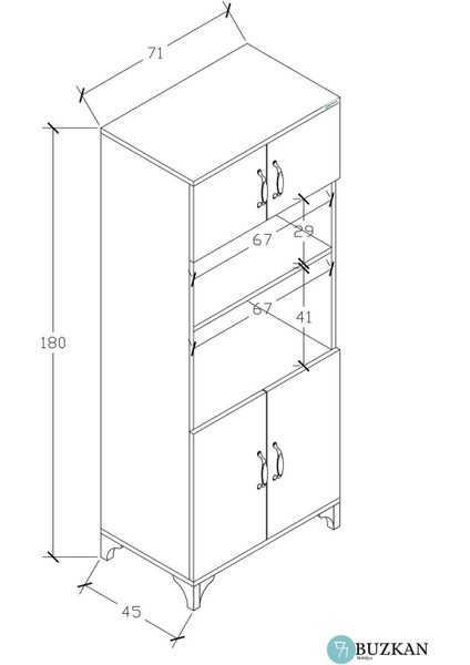% 100 Mdf Çok Amaçlı Dolap, Fırın ve Mikro Fırınlık Dolap