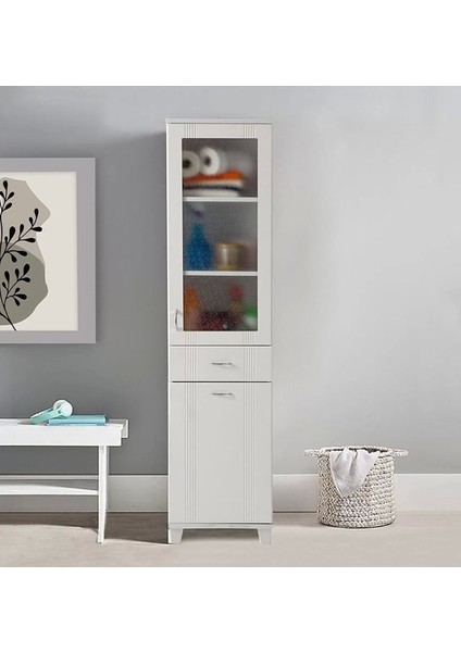 Banyo ve Mutfak Dolabı Çamaşır Sepetli Pleksi Camlı Beyaz fırsatları