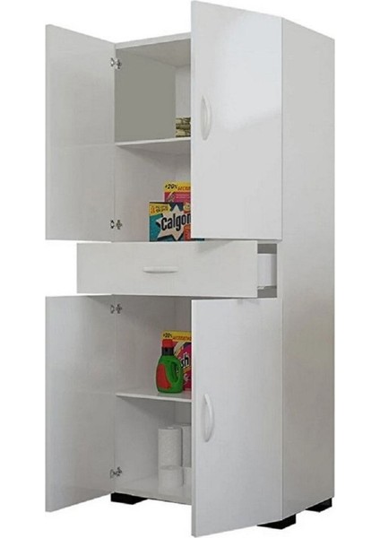 4 Kapak 1 Çekmece Beyaz Boy Çok Amaçlı Dolap ARD106