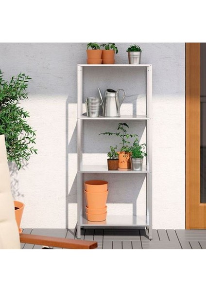 140 cm Hyllıs Açık Raf Ünitesi, Galvanizli 27 cm Metal Gri 60 cm