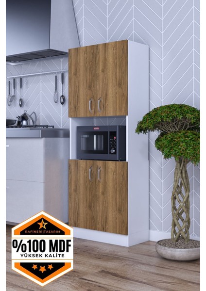 Rafineri Roma Çok Amaçlı Dolap Kapaklı Bölmeli Mikrodalga Fırın Mutfak Balkon Banyo Mdf