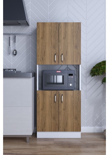 Rafineri Roma Çok Amaçlı Dolap Kapaklı Bölmeli Mikrodalga Fırın Mutfak Balkon Banyo Mdf