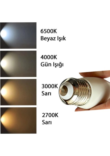 (1 adet) Osaka 9W (70W) Sarı Işık (3000K) E27 DUYLU (Kalın Duy) LED Mum Ampul
