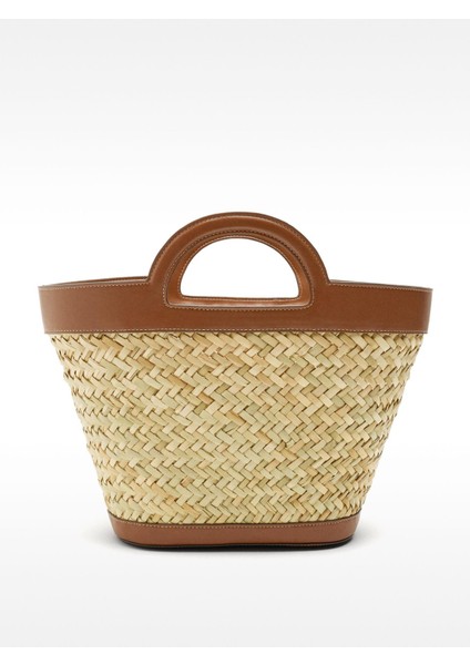 Çapraz Askılı Rafya Tote Çanta M