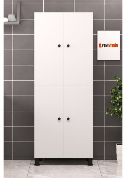 180 cm 4 Kapaklı Beyaz Çok Amaçlı Kiler Banyo Dolabı 68 cm En fiyatları