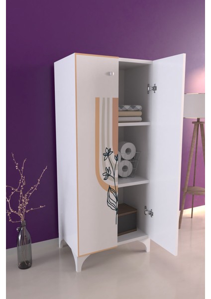 Nadide Çiçek 3 Raflı Çok Amaçlı Dolap Mutfak Salon Banyo Ofis Salon Dolabı