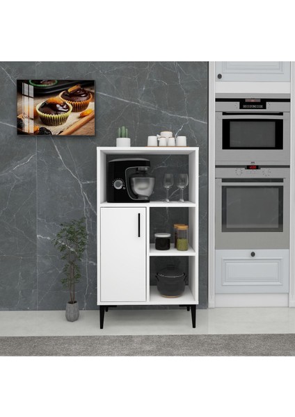 Sanimas 5 Raflı Kapaklı Çok Amaçlı Mutfak Dolabı, Beyaz - Sanimas