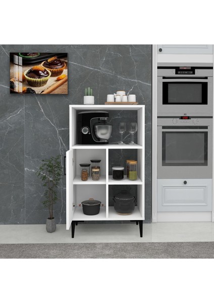 Sanimas 5 Raflı Kapaklı Çok Amaçlı Mutfak Dolabı, Beyaz - Sanimas fiyatları