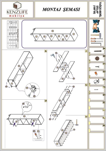 Kitaplık Tuğçe 188*030*020 Byz Ayaklı Mutfak Dolabı Banyo Ofis Ayakkabılık Kiler fiyatları