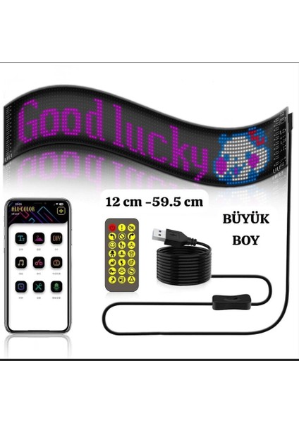 LED Ekran Matrix Panel Cama Yapışan En Büyük Boy 16X96 LED Sayısı Araba Yazısı 12CM-59.5CM