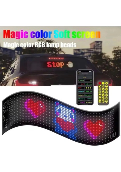 LED Ekran Matrix Panel Cama Yapışan En Büyük Boy 16X96 LED Sayısı Araba Yazısı 12CM-59.5CM