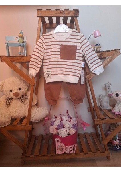 Erkek Bebek Çizgili 2'li Takım