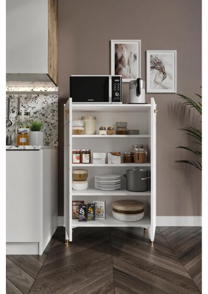 Bella Çok Amaçlı Dolap Mutfak Balkon Kiler Banyo Ayakkabılık Dolabı Beyaz Gold fiyatları