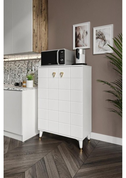 Bella Çok Amaçlı Dolap Mutfak Balkon Kiler Banyo Ayakkabılık Dolabı Beyaz Gold modelleri