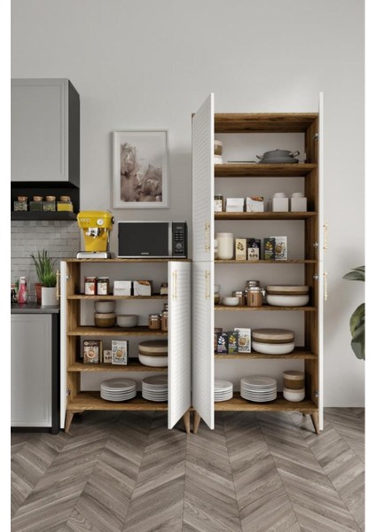 Panjurlu Metal Kulp PNJ6190 Çok Amaçlı Dolap 6 Kapaklı Mutfak Dolabı Balkon Dolabı Kiler Banyo Do