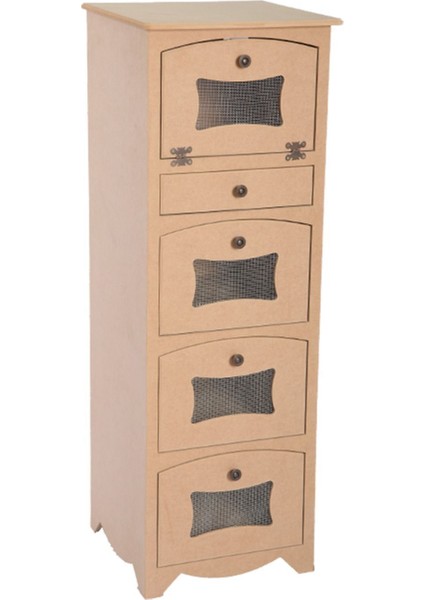 Ahşap Mdf Boyanabilir 5 Bölmeli Telli Çok Amaçlı Dolap