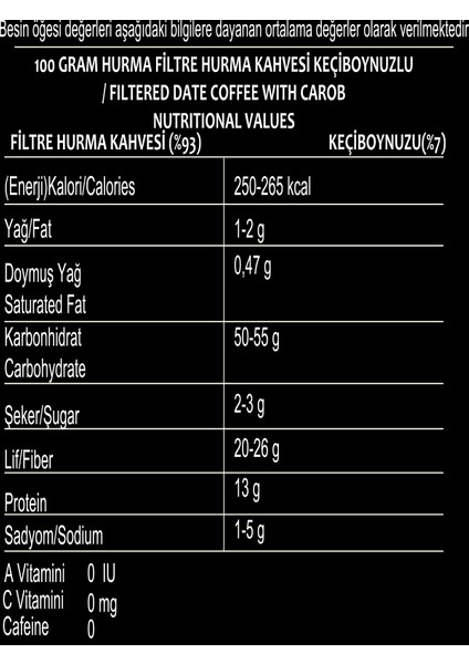 Filtre Hurma Kahvesi Keçiboynuzlu 200GRX3=600GR fırsatları