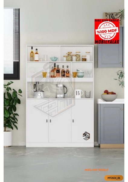 Tamamı Mdf Çok Amaçlı 3 Kapaklı Açık Raflı Kiler Dolabı Mutfak/salon/ofis fiyatları
