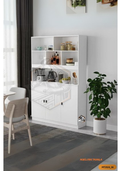 Tamamı Mdf Çok Amaçlı 3 Kapaklı Açık Raflı Kiler Dolabı Mutfak/salon/ofis modelleri