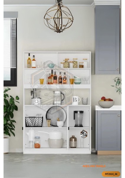 Tamamı Mdf Çok Amaçlı 3 Kapaklı Açık Raflı Kiler Dolabı Mutfak/salon/ofis indirimleri