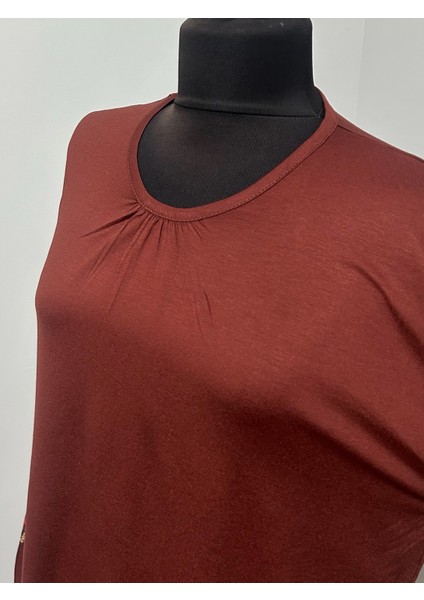 Kadın Rikralı Anne Penye Orta Yaş ve Üzeri Kolu Nakışlı Lastikli Büzgülü Yaka Bluz indirimleri