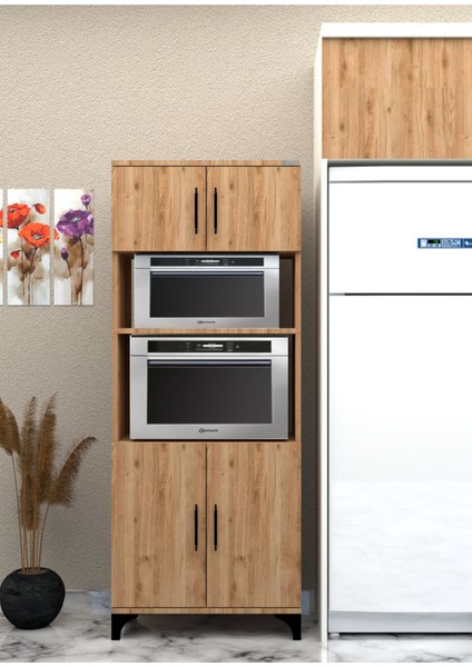 % 100 Mdf Çok Amaçlı Dolap, Fırın ve Mikro Fırınlık Dolap_ceviz-Ceviz