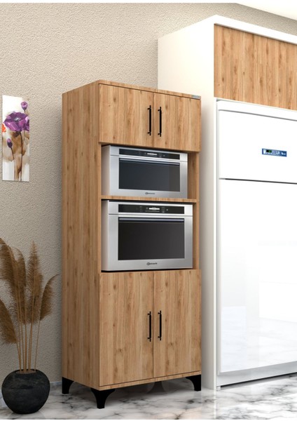 % 100 Mdf Çok Amaçlı Dolap, Fırın ve Mikro Fırınlık Dolap_ceviz-Ceviz