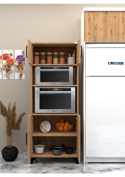 % 100 Mdf Çok Amaçlı Dolap, Fırın ve Mikro Fırınlık Dolap_ceviz-Ceviz