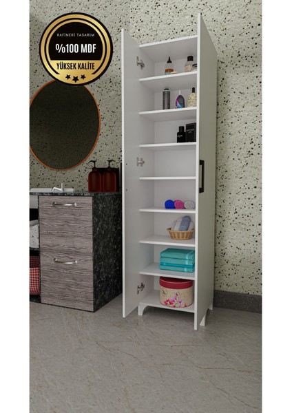 Long 2 Kapaklı Raflı Çok Amaçlı Dolap Banyo Balkon Kiler Mdf