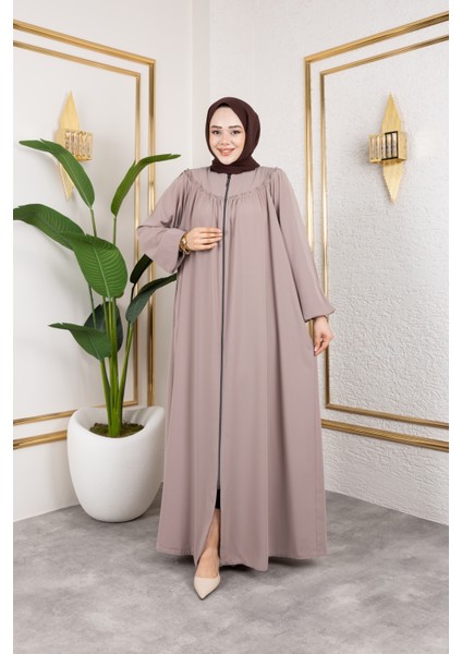 Ön ve Arka Robalı Ferace - Siyah / F0142