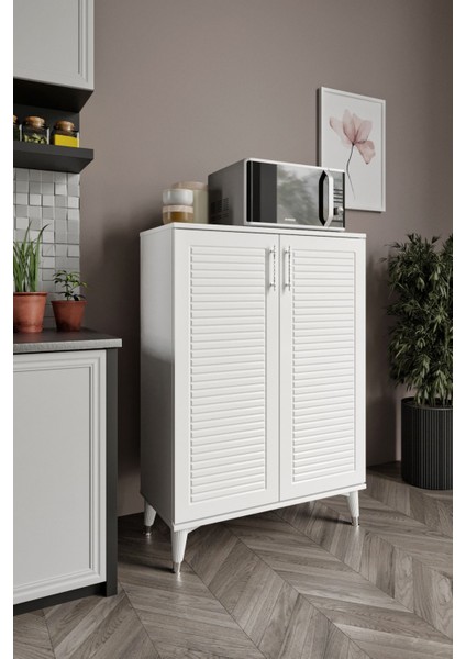 Panjurlu Metal Kulp Çok Amaçlı Dolap Mutfak Balkon Kiler Banyo Ayakkabılık Dolabı Beyaz Gümüş fırsatları