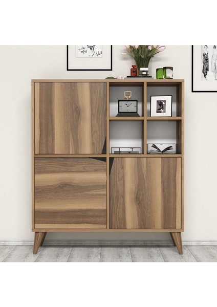 Pulse Çok Amaçlı Dolap - Kitaplık - Ceviz / Ceviz