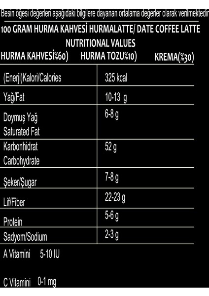 Hurma Kahvesi Hurma Latte 200 gr