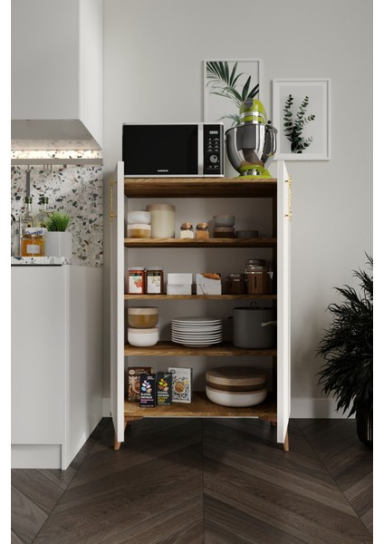 Lyra Metal Kulp Çok Amaçlı Dolap Mutfak Balkon Kiler Banyo Ayakkabılık Dolabı Ekru Ceviz fırsatları