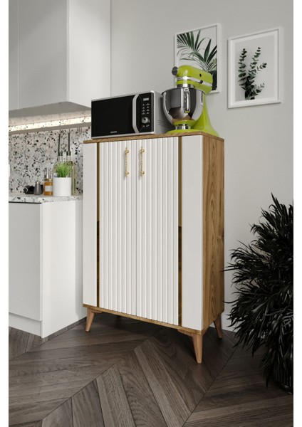 Lyra Metal Kulp Çok Amaçlı Dolap Mutfak Balkon Kiler Banyo Ayakkabılık Dolabı Ekru Ceviz indirimleri