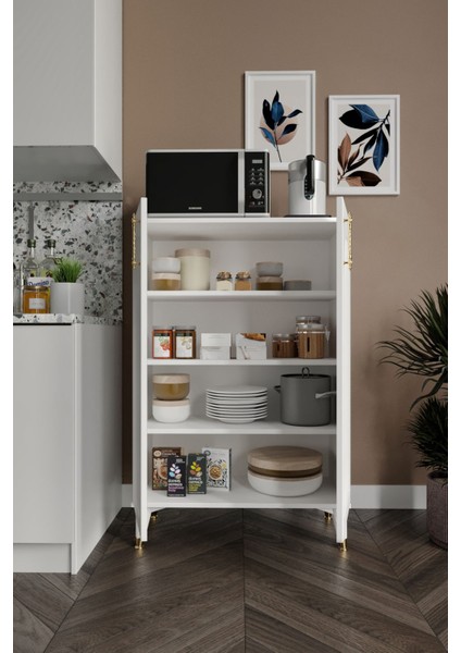 Kale Çok Amaçlı Dolap Mutfak Balkon Kiler Banyo Ayakkabılık Dolabı Beyaz Gold modelleri